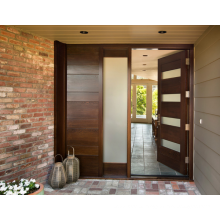 Modern Exterior solid wood door front mahogany custom entrance door with glass side light